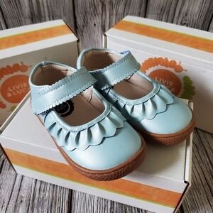 Livie and Luca Ruche Shoes Blue Shimmer New Wuthout Box